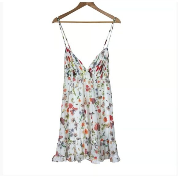 Ieena For Mac Duggal Floral Print Halter Dress Size 2 White Multicolor - Picture 3 of 10